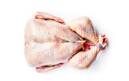 Raw chicken, poultry meat Isolated on white backgroundの素材