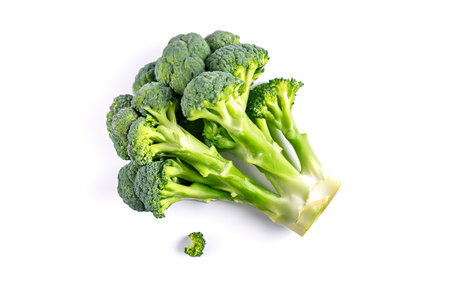 Raw green broccoli cabbage Isolated on white backgroundの素材