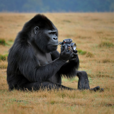 Passionate wildlife photographer capturing momentの素材
