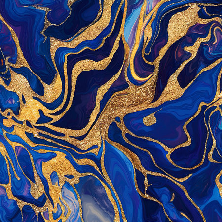 Blue and gold marble textured backgroundの素材