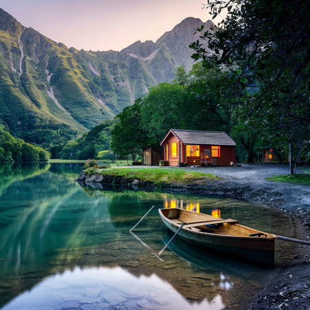 Camping in Snowdonia National Park in Gwynedd, Walesの素材