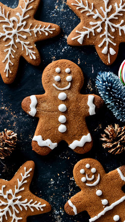 Christmas gingerbread cookies. baking backgroundの素材