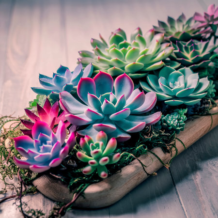 close view decorative exotic succulentsの素材