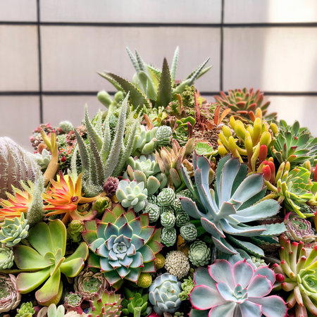 close view decorative exotic succulentsの素材