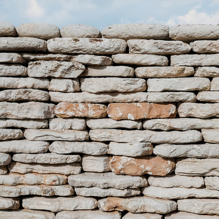 stone fence of solid pieces of stoneの素材