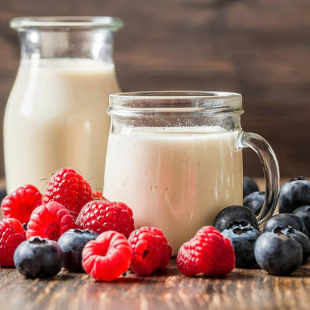 The delicious dairy products berriesの素材