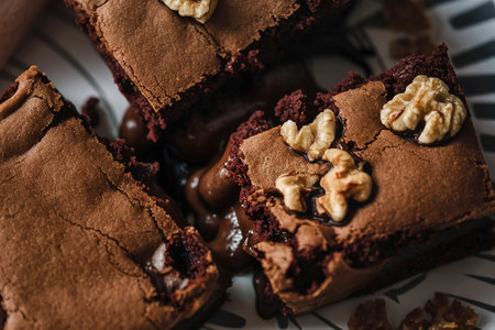 close view fresh baked brownの素材