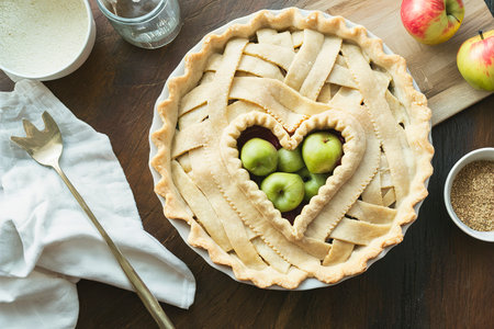 Making apple pie from scratch with heart shaped crustの素材