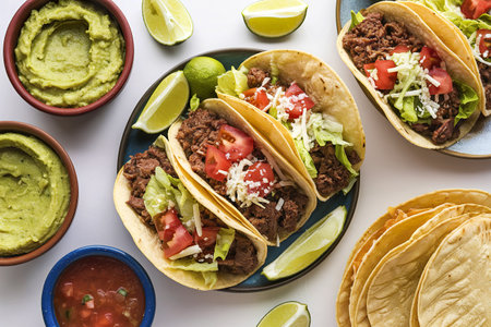 A photo of a vibrant spread of Mexican cuisineの写真素材