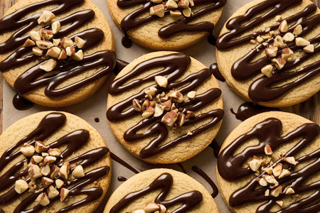 A photo of several oval-shaped cookies with a golden-brown crustの写真素材
