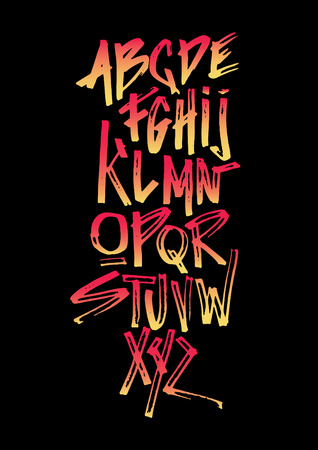 Graphic Font for your design. Hand drawn calligraphy lettering alphabet. Stylish letters with in figures. illustration.のイラスト素材