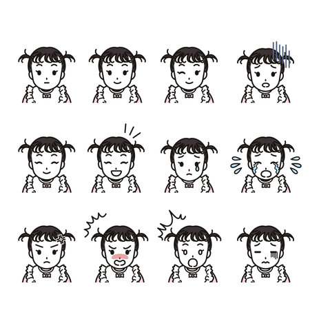 Various expressions of baby girlのイラスト素材