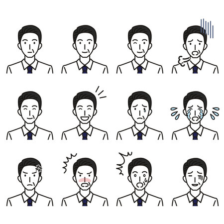 Various expressions of middle-aged male employeesのイラスト素材