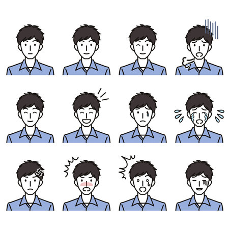Various facial expressions of menのイラスト素材