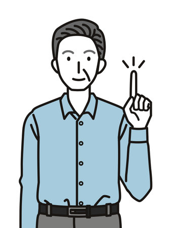 Senior man in pointing poseのイラスト素材
