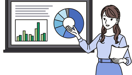 Woman in office casual outfit giving a presentationのイラスト素材