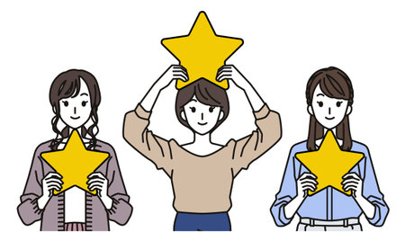 Woman who has a star and evaluatesのイラスト素材