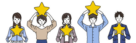Women and men who have stars and evaluate