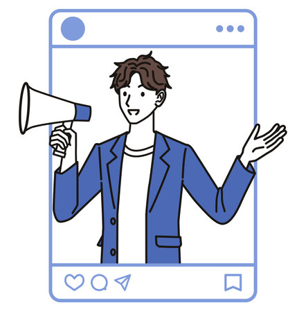 Man advertising on social mediaのイラスト素材