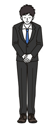 Man in suit bowingのイラスト素材