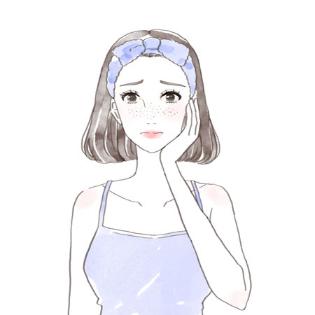 A woman suffering from frecklesの写真素材