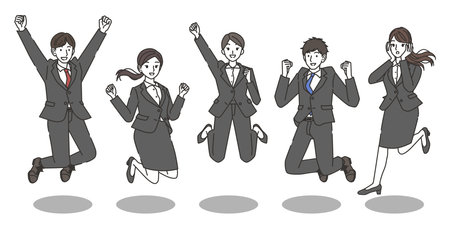 Men and women in jumping suitsのイラスト素材