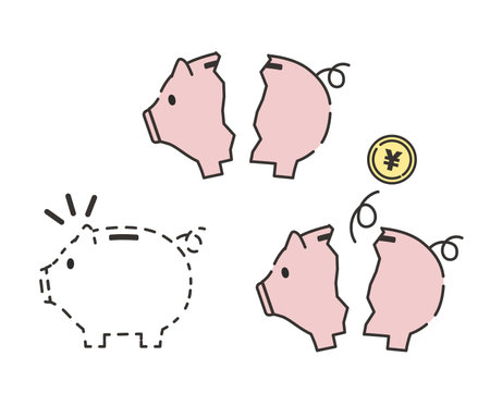 Piggy bank illustration setのイラスト素材