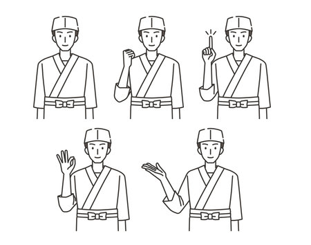 Illustration set of men in front of the boardのイラスト素材