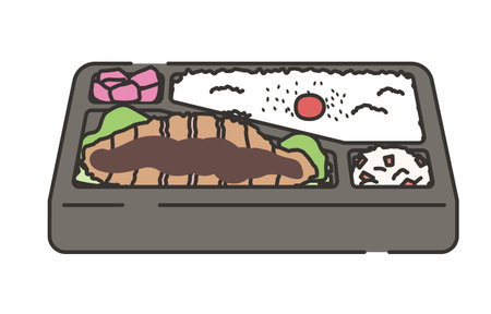 Illustration of a tonkatsu bentoのイラスト素材