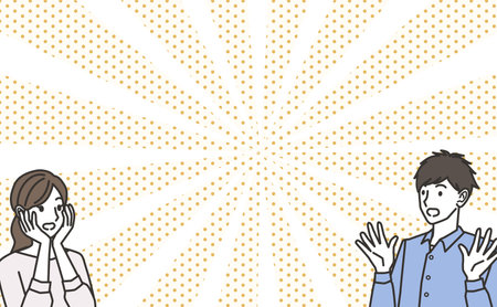 Illustration of a surprised man and womanのイラスト素材