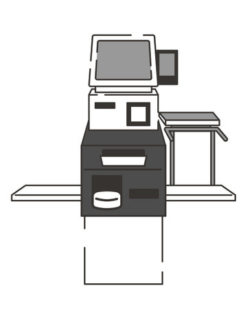 Illustration of a self-checkout with a standのイラスト素材