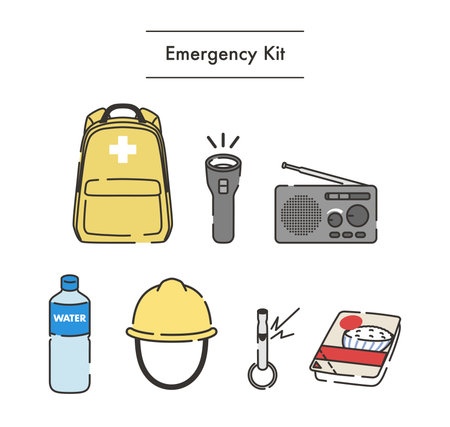 Disaster preparedness items illustration (emergency supplies)のイラスト素材