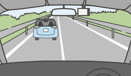 Front Vehicle Seen from Driver's Seatのイラスト素材