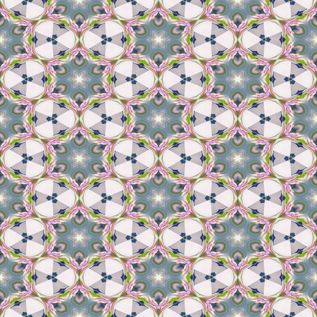 Floral Kaleidoscopic mosaic seamless texture or backgroundの写真素材