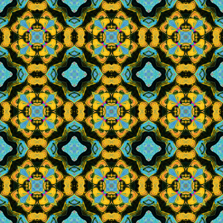 Floral Kaleidoscopic mosaic seamless texture or background
