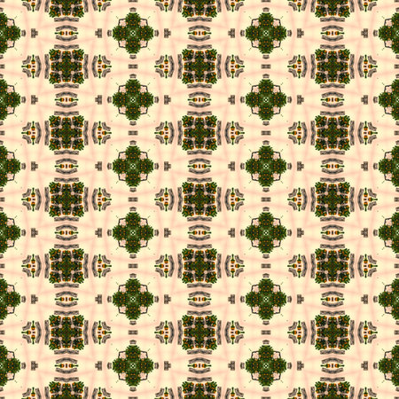 Floral kaleidoscope mosaic mandarin tree seamless texture or backgroundの写真素材
