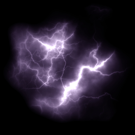 Set of silhouettes of thunderstorm lightning backgroundの写真素材