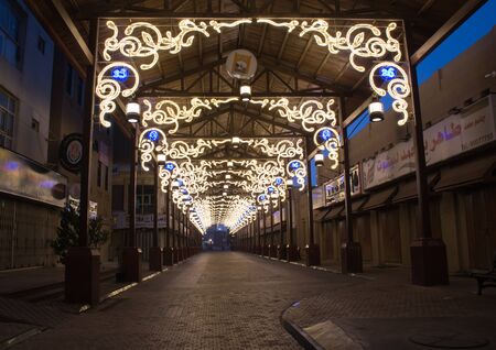 Souk Mubarakiya is decorated with light for the celebration of Kuwait independence day of hala February.の写真素材