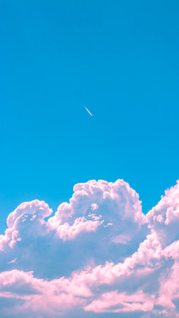 White ,pink and transparent clouds on the blue sky.for post background text areaの写真素材