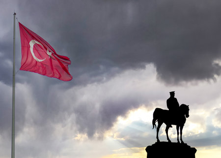 30th august victory day of Turkey or 30 august victory day background and Turkish flag.の写真素材