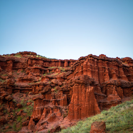 Narman Peri Bacalari ,Narman Fairy Chimneys in Erzurum, Turkey, stunning landscape with copy space, perfect for backgroundsの写真素材