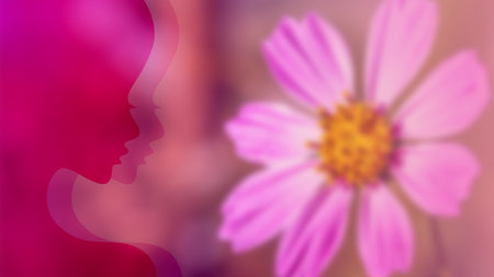 Elegant floral and feminine silhouette background for Mothers or Womens Day.の写真素材