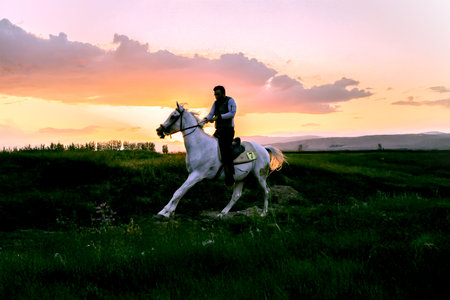 A galloping horse at sunset symbolizes strength, courage, and determination.