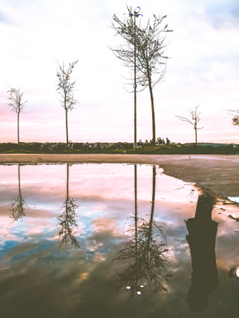 Phantom reflection , The shadow of an absent manの写真素材