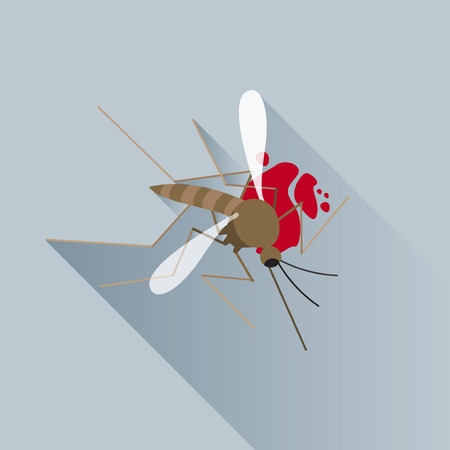 Vector Flat Long Shadow Dead Mosquito Bloodのイラスト素材