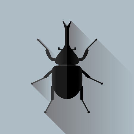 Vector Long Shadow Rhinoceros Beetle Bug Insectのイラスト素材
