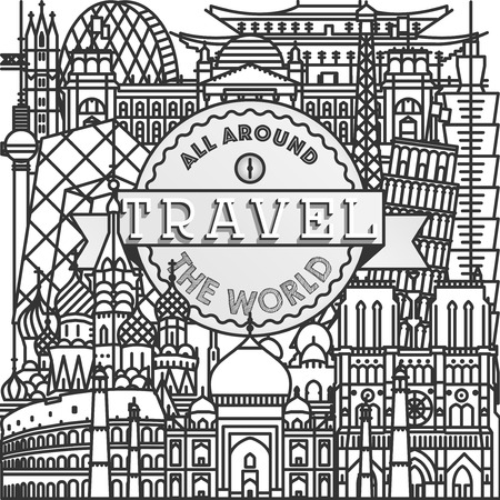 line travel all around the world posterのイラスト素材