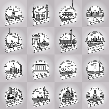 line city badge setのイラスト素材