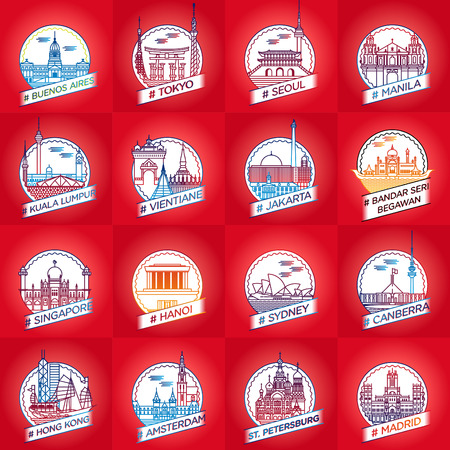 line city badge setのイラスト素材