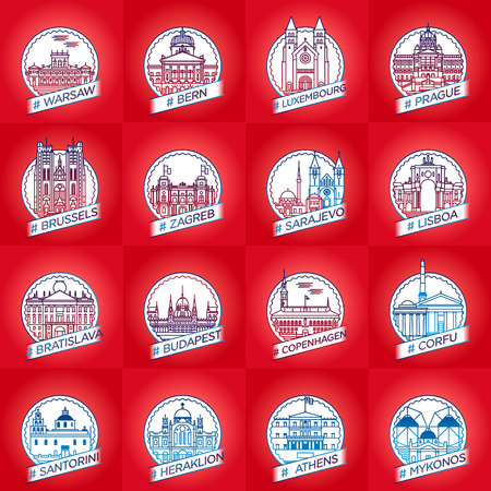 city badge collection setのイラスト素材